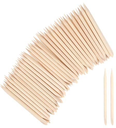 DOPENSPI 200 palitos de madera naranja, 7,5 cm, empujador de cutículas de doble cara, palillos de madera para el cuidado de la cutícula, arte de uñas, manicura, arte y pedicura