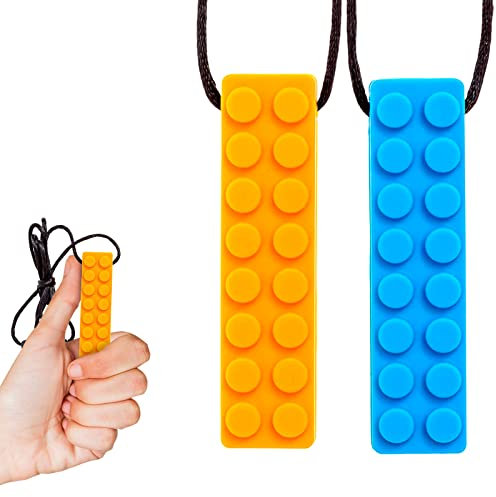 Gafly Sensory Chew Necklace für die sensorische Integration von Kindern mit Autismus und ADHS | Strukturiertes Silikon zum Zahnen und Beißen, 2er-Pack mit extra Kordel und Verschluss (2er-Pack)