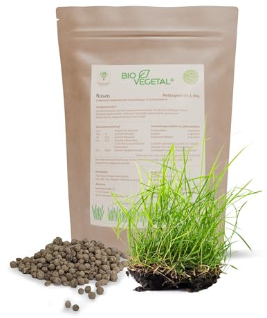 BioVegetal organisch-mineralischer Rasendünger mit Guano und natürlicher Langzeitwirkung durch Fixierung der Nährstoffe durch Ton-Humus-Komplex, 2,5 kg Eimer