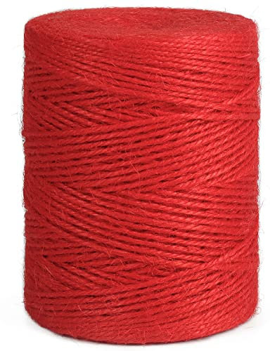 Viviving - Cordel de yute rojo de 2 mm, cuerda de yute natural para manualidades, envolver y jardín (rojo)
