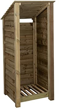 Arbor Garden Solutions wooden log store 6ft, firewood storage (W-79cm, H-180cm, D-88cm), natural finish (Without kindling shelf (roof sloping back))