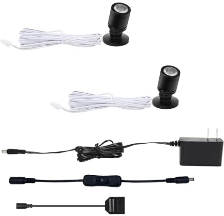 Taysing LED Spot Light Indoor Little Mini Spotlight Accent Lights for Display, Paintings, Pictures, Plants, Jewelry, Shelves, Cabinets, Posters, Showcase(Soft White-2 Pack Push Switch)
