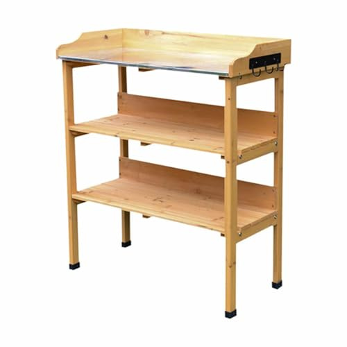 Gardiun Table de Jardin Melvin 67 x 37 x 89 cm Bois Naturel