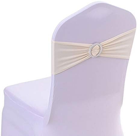 JK Home Fundas elásticas de elastano para sillas con hebilla deslizante, lazos suaves elásticos para boda, hogar, hotel, fiesta, banquete, cumpleaños, evento, recepción, blanco, 10 unidades