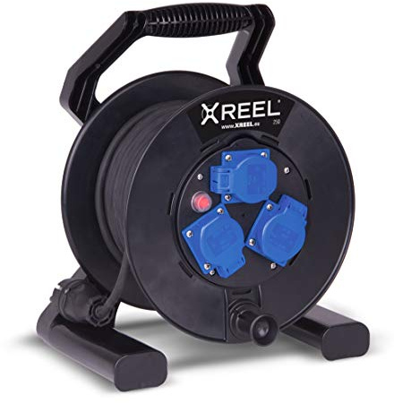 Kabeltrommel XREEL 230V/16A K2 IP54 Gummi H07RN-F 3x2,5mm² schwarz 25m