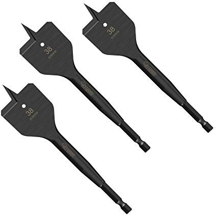 3 x SabreCut SCRIW38_3 38mm x 152mm Impact Rated Flat Wood Spade Bits for Softwood Hardwood Chipboard