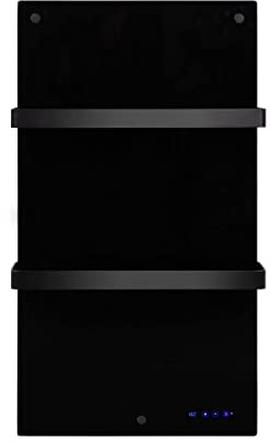 Eurom Sani 400 WiFi Black Infrared Bathroom Heater, 400W Wall Mounted Glass Panel with Smart App Control | Energy Efficient Electric Towel Warmer | Adjustable Temperature & Overheat Protection