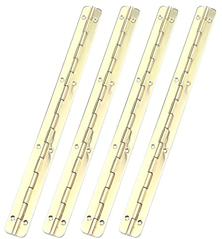 MY MIRONEY Bisagras de metal para piano (20 x 1,70 cm, 4 unidades), color dorado | Bisagras largas plegables para caja de regalo con tornillos
