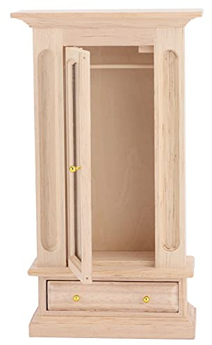 1:12 Puppenhaus Holz Kleiderschrank mit Spiegel, Mini Puppenhaus Möbel Puppenhaus Zubehör für Schlafzimmer Puppenhaus Dekoration
