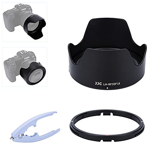 JJC Bayonet Camera Lens Hood for Canon RF 35mm F1.8 MACRO IS STM Lens, Reversible Lens Hood with Adapter Ring & PVC Protective Pad, Reduce Lens Flare - Prevent Reflection - Protect Lens
