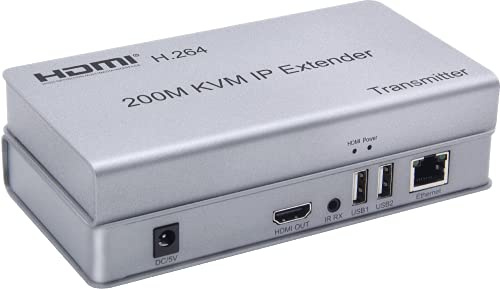 Extender IP HDMI KVM 200M over IP RJ45 Ethernet CAT6 6A Trasmettitore Ricevitore 1TX a 20RX e connessione a cascata Tastiera USB Mouse su UTP/STP H.264 (TX+RX)