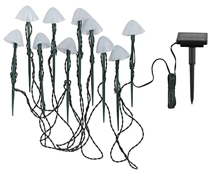 LUMI JARDIN Champy 10 Mini-Pilze, solarbetrieben, Wegmarkierung, Einfahrt, LED, warmweiß, 3,8 m