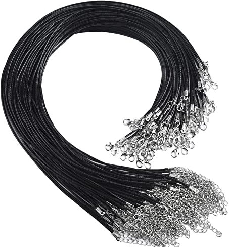 MIAHART 120 Pcs Waxed Necklace Cord Black Cord Necklace Rope for Pendants Jewelry Making Necklace Bracelet