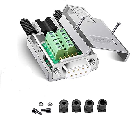 PENGLIN DB9 Breakout Buchse Steckverbinder, | Lötfreies Metallgehäuse RS232 D-SUB Seriell auf 9-Pin Port Terminal Weibliche Adapter Stecker Breakout Board mit Gehäuse