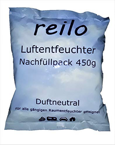 reilo 24x 450g Luftentfeuchter Granulat (Calciumchlorid), Raumluftentfeuchter im Vliesbeutel, Nachfüllpacks für Entfeuchterboxen 400 bis 1200 g, Lufttrockner für Wohnräume, Schlafzimmer, Keller
