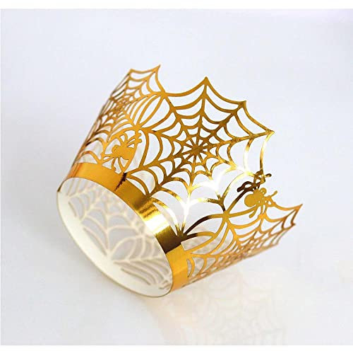 Uteruik Cupcake Wrapper Muffin Papierhalter Cups Spinnennetz Hollow-Out Cake Liner für Halloween Party besondere Anlässe, 50 Stück (#D)
