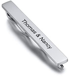 INBLUE Krawattenklammern für Männer in Gold, Schwarz, Silber mit Personalisiert Eingraviertem Namen für Jahrestag, Hochzeit, Geschäft, Geschenk für Vater, Bräutigam, Trauzeugen