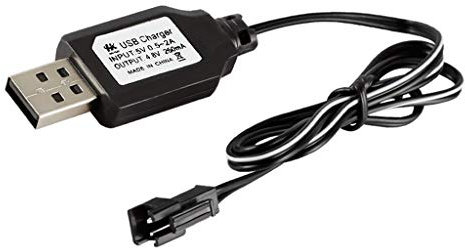 Oilmal Charging Cable, USB Charging Cable Battery Charger Ni-Cd Ni-MH Batteries Pack SM-2P Plug Adapter 4.8V 250mA Output for Toys Car