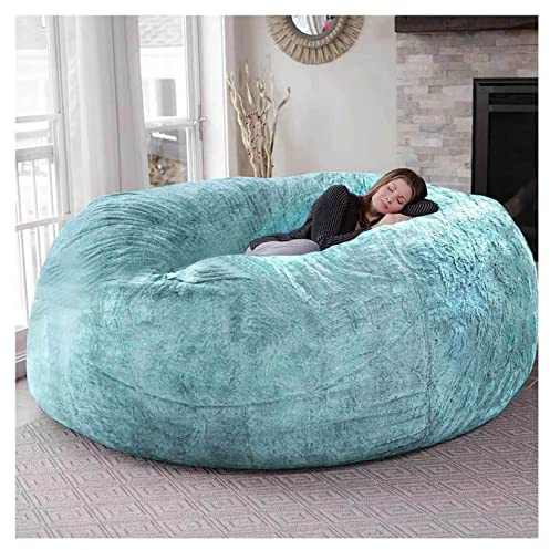 Riesiger Pelz-Sitzsack für Wohnzimmermöbel für Erwachsene, großer runder, weicher, Flauschiger Kunstpelz-Sitzsack (Keine Polsterung), fauler Schlafsofabezug