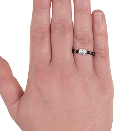 Spinell Ring schwarz - Stretch Ring - elastischer Perlenring - Stapelring