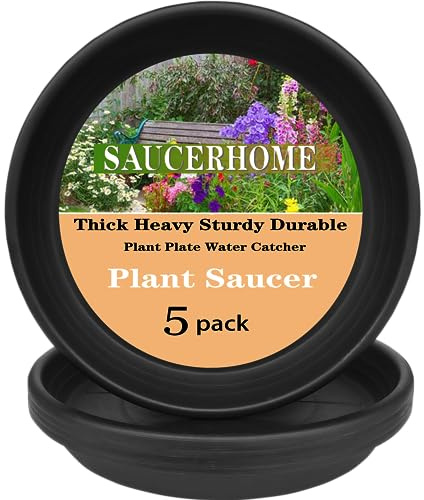 SAUCERHOME 5er-Pack Blumentopf-Untersetzer, 15,2 cm, 22,3 cm, 25,4 cm, 30,5 cm, 35,6 cm, 40,6 cm, 55,9 cm, 6 cm, Kunststoff, Innen- und Außenbereich, robuster Wasserauffangbehälter, (15,2 cm, Schwarz)