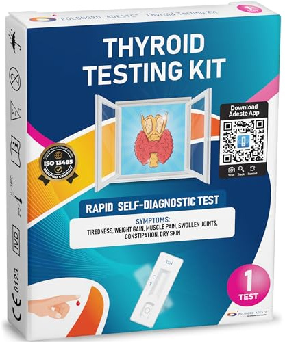 ADESTE TSH Test hemma | Snabb TSH sköldkörteltest med CE-certifiering | Resultat i 10 minuter | Hög noggrannhet 98,2% | Lätt att använda