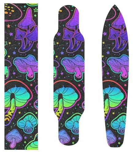 SDMKA Psychedelic Mushrooms Skateboard Grip Tape 10 x 40 Bubble Free Waterproof Skateboard Grip Tape Sheet Non Slip Griptape for Skateboard Longboard