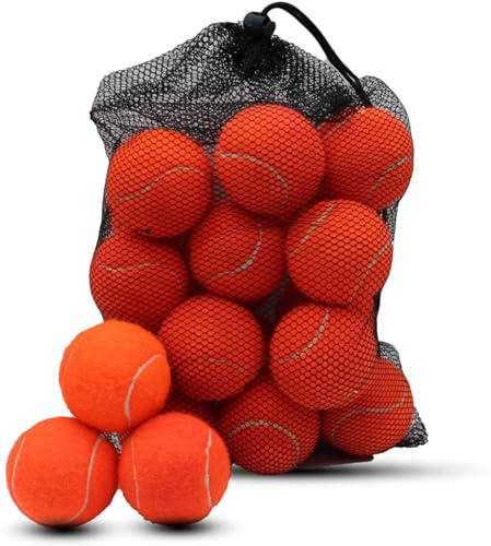 Magicorange Lot de 20 balles de tennis, d'entraînement avancées, balles d'entraînement, balles de jeu pour animaux de compagnie, avec sac en filet pour un transport facile (orange)