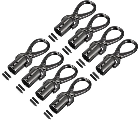 QUARKZMAN 8 Stück Kordel Endkappen Schmuck 12mm/0,47 Kordelenden Quetschperlen Trommel Perlen Schnur mit Schrauben Seilendkappe Quasten Kappen für Tassel Schmuckherstellung Tasche Schwarz