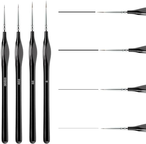 Prasacco Juego de 4 Pinceles de Pintura de Detalles Finos Profesionales en Miniatura para Artistas, Modelos y Pintura al Óleo