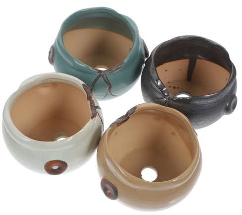 IWOWHERO 4stücke Kleine Keramische Blumentöpfe Mit Abflusslöchern Für Sukkulenten Und Pflanzen Dekorative Pflanzgefäße Für Zuhause Balkon Und Garten