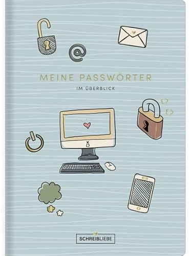 Korsch Verlag Meine Passwörter im Überblick A5-14,8 cm x 21 cm vegan - Notizheft - Passwort-Buch - SchreibLiebe