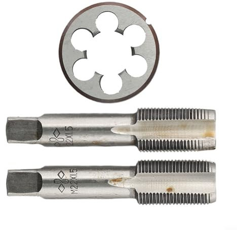 CARMOTTER HSS M22 x 1,5 mm metrischer Handgewindebohrer und M22 x 1,5 mm Schneideisen, metrisches Gewinde, Rechtshänder, Gewindeschneider-Set, Gewindeschneider-Set, 9I968D772J40XK4DOAT49