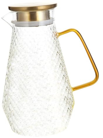 Amosfun Heat Resistant Glass Pitcher Lid 1500ml, High Borosilicate Ice Water Jug, Large Capacity Beverage Kettle for Homemade Juice and Iced Tea