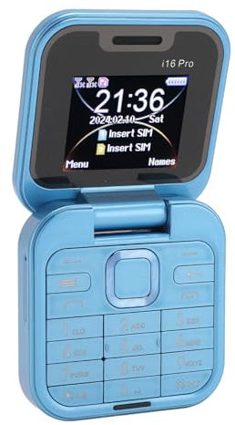 PUSOKEI Mini Flip Phone, Teléfono Celular 2G Flip con Pantalla de 1,77,Cámara Trasera HD, Memoria de 16GB, Botones Grandes, 3 Ranuras para Tarjetas, 1000MAh, para Niños, Personas