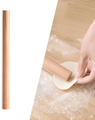 DBAILY Mattarello in legno di faggio per impasto, per pasta, dolci, pane, pizza, biscotti e frittelle (30 cm)