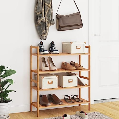 Homgoday Zapateros de madera maciza de nogal, 2 unidades, 69 x 27 x 41 cm, zapateros y organizadores
