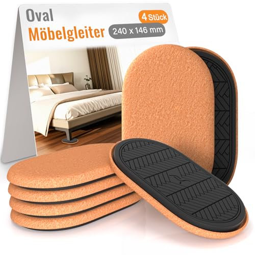RUSIDO 4 Piezas - 240 X 146 mm Ovalados Deslizadores de Fieltro para Muebles, Pesados para Muebles, Protectores de Patas de Sillas, Mover Muebles con Facilidad, Protección contra Arañazos y Ruidos