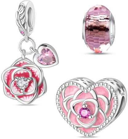 HappyStar Silber 925 Charms Anhänger für Armbänder, Combination Dangle Anhänger Bead Charms für Damen Kompatibel mit Pandora Europäischen Armbändern und Halskette （Mit Spacer Beads