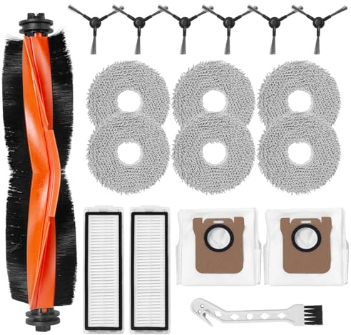 Heykewi 18 Zubehörset für Xiaomi X20 Max/Xiaomi X20 Pro Staubsauger Roboter Ersatzteile, 1 Hauptbürste, 6 Seitenbürste, 6 Wischtücher Pads, 2 HEPA Filter, 2 Staubbeutel, 1 Reinigungsbürste
