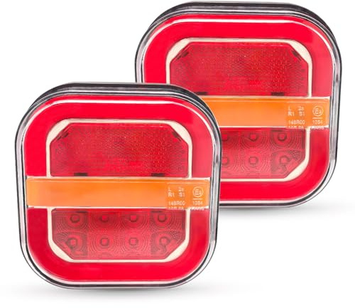 AOJO 2PCS LKW LED Rückleuchten Set -5 Funktionen 12V 24V PKW-Anhänger Beleuchtung Wasserdichte mit Blinker, Bremslichter, Positionslichter, Kennzeichenbeleuchtung