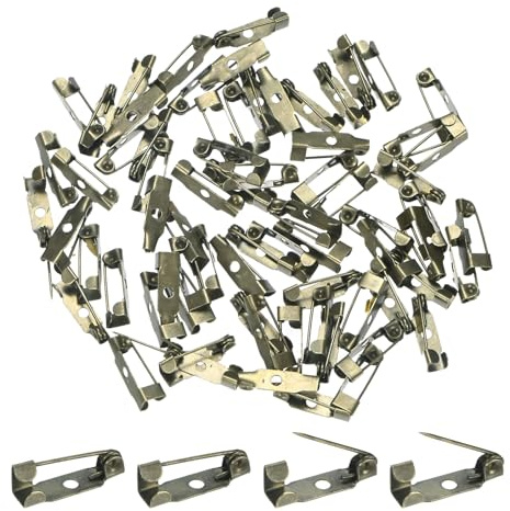 M METERXITY 60pcs Bar Pin 0.6(15mm) Brooch Back Safety Clasp Bronze Tone | for Badges/Name Tags/Corsage/DIY Crafting Sewing Fabric, Metal Boutonnieres Locking Pin-backing