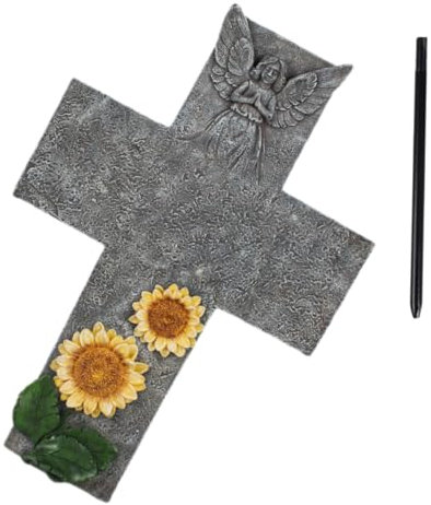 CIMAXIC Sonnenblumen-grabstein Für Gedenksteinkreuz Grabmarkierungskreuze Aus Kunstharz Gedenkmarkierungskreuze Garten