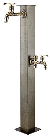 ZATTYDV Fontana a Colonna Quadrata in Acciaio Inox per Esterni, per Uso Domestico, per Cortile, Giardino, con Rubinetto in Ottone, utilizzata per l'acqua.