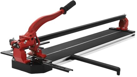 Levkitch Manuelle Fliesenschneidmaschine 600-1200 mm Fliesen Schneider,Einschienenbahnen,Rutschfester Gummigriff,Für Keramikfliesen, Bodenfliesen (Rot, 80cm)