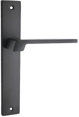 domino Türgriff Blind Drückergarnitur Langschildgarnitur Türklinke für Zimmertür, Bürotür, Kellertür & Innentür L-Form Türbeschläge aus Aluminium Schwarz Türdrückergarnitur CANTORO BLACK