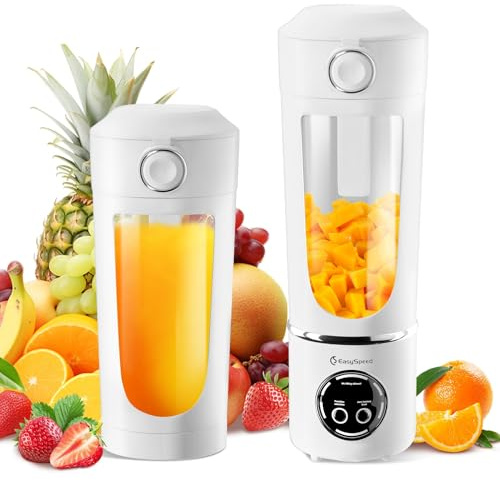 EasySpeed Portable Blender, 700ml Personal Mixer Juicer, USB Rechargeable 1500 mAh Battery Capacity, Mini Blender Fruit with 12 Stainless Steel Blades, For Watermelon, Strawberry, kiwi,White