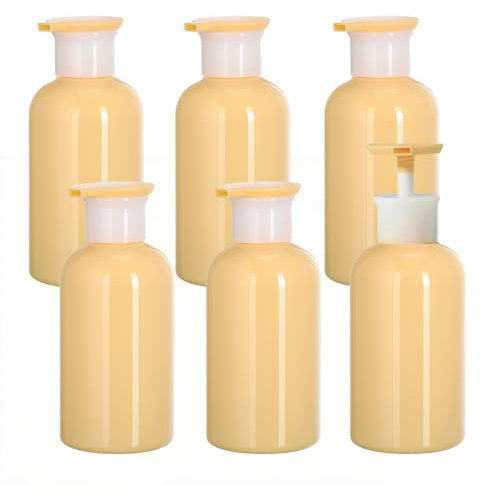 YANCAER - 6 Piezas de Amarillo Botella Dispensadora de Loción Recargable 300 ml – Ideal para loción, jabón de Manos, champú, Gel de Ducha, Limpiador Facial o acondicionador.