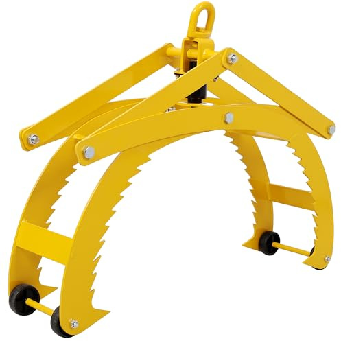 Automatic Grip and Release Log Tongs, 360° Swivel 4 - Claw Lifting Tongs 25 Open, 3300 LBS Capacity for Log/Stone Handling, Compatible with Forklift, ATV, Tractor (Yellow)