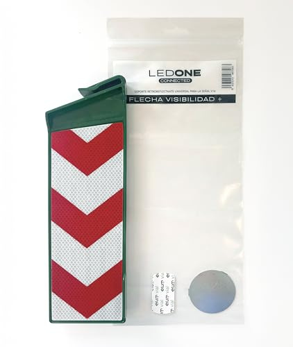 Erum Vial - Soporte Retroreflectante V16 Ledone. Flecha de Visibilidad Lateral para Emergencias. Aumenta tu Seguridad. Accesorio Universal para Coche, Furgoneta, Camión y Caravana